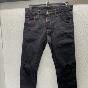 DSquared2 Men’s Distressed Open-Knee Jeans – Black – Size 34 x 33